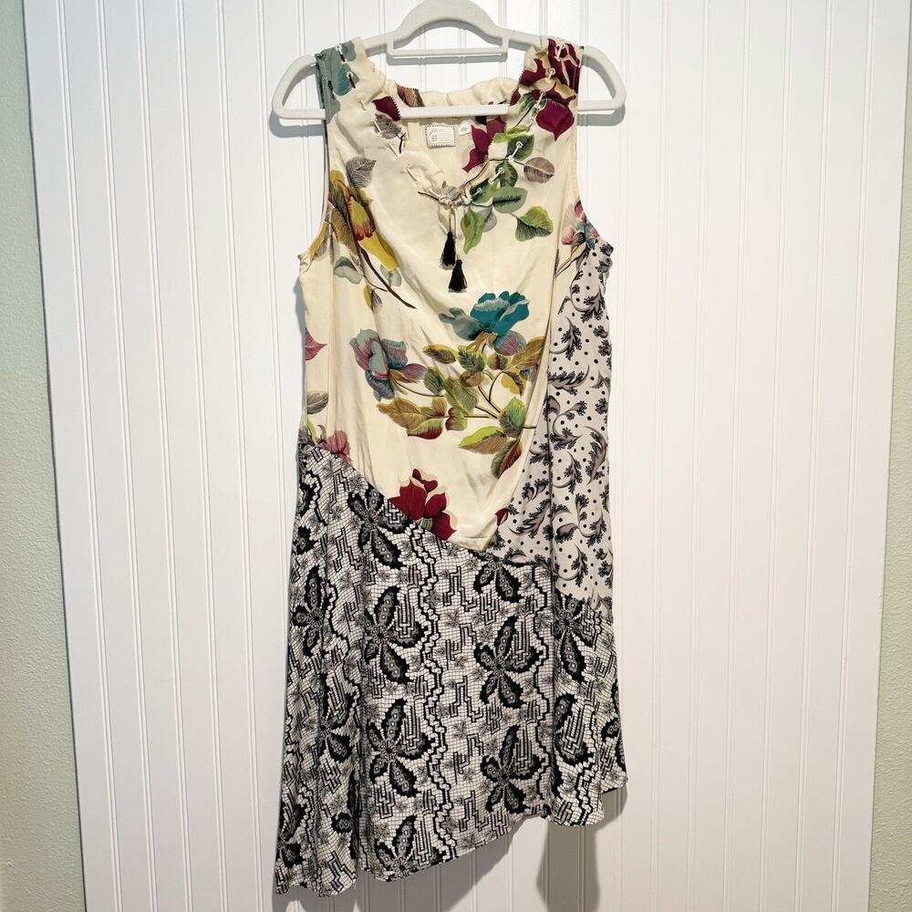 Anthropologie Postmark Arcadie Silk Dress Boho Y2K Size 10 - Picture 2 of 8